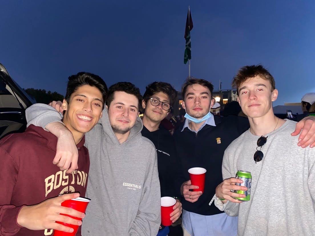 Drew with college friends