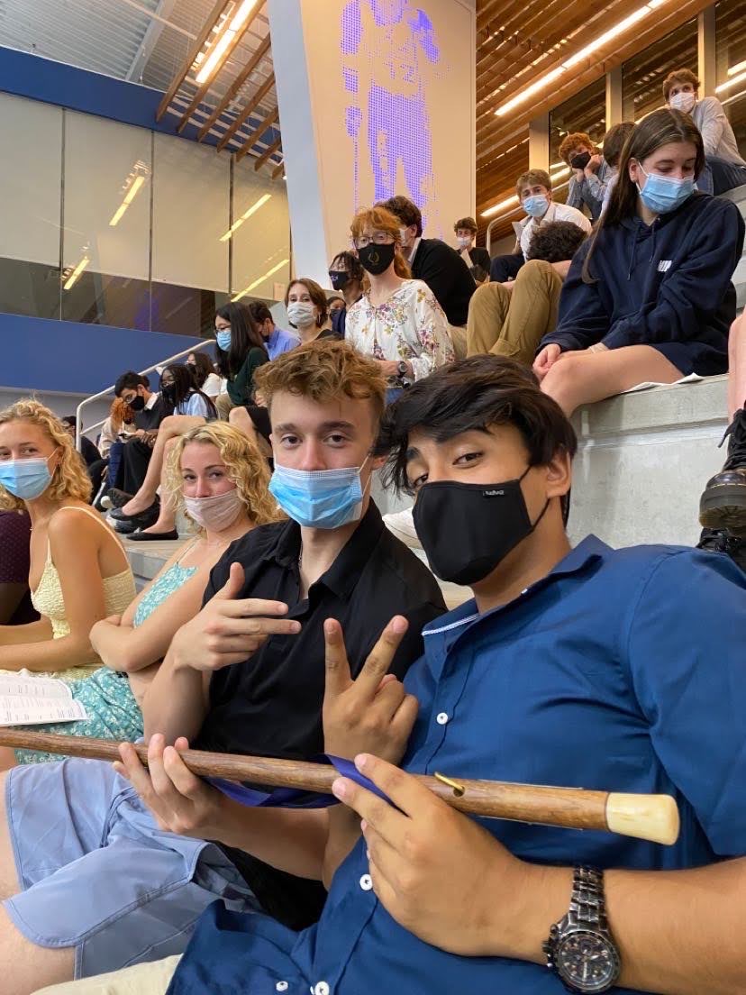Drew with classmates at Middlebury College